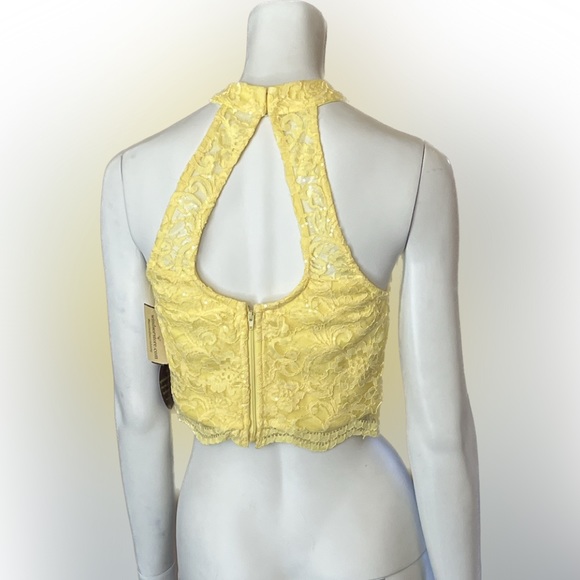 NWT Windsor Yellow Lace Halter Crop Top + Clear Sequins Size Small 5 - Picture 6 of 15